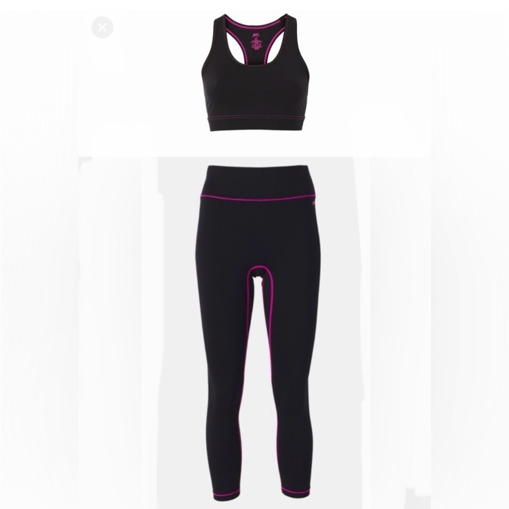 Barbie Bandier XS Black W/ Pink Trim 7/8 Leggings & Sports Bra 2 Piece Set
